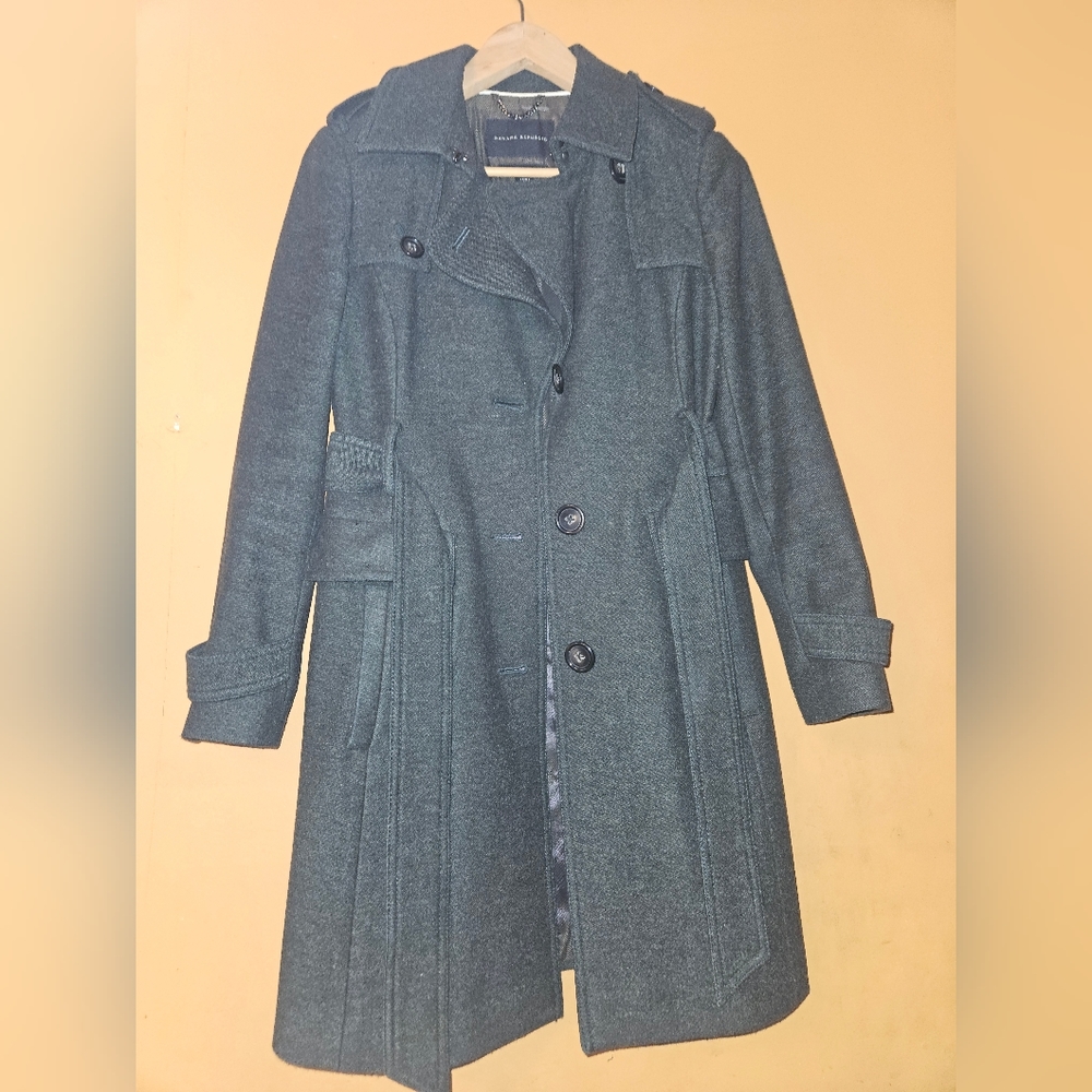 Banana Republic Italian Wool trench coat, Size XS, Dark Green